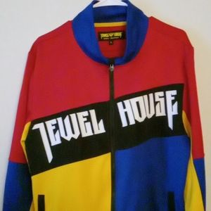 Multicolored Jewel House Tracksuit (2pcs).  Large jacket, extra large pants.